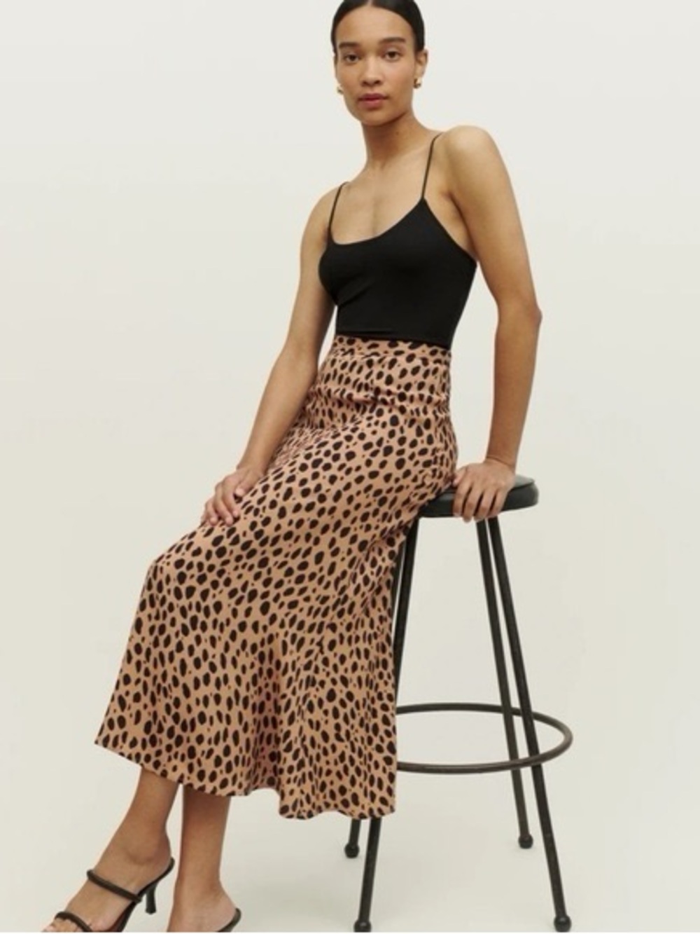 REFORMATION PETITE- Bea skirt in Leopard Print 4P